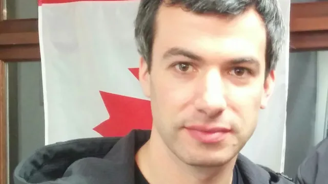 Nathan Fielder at a Summit Ice pop-up store in Vancouver, British Columbia on March 26, 2017