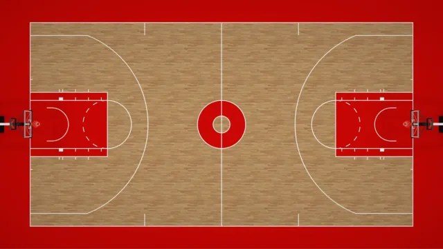 NBA basketball court perspective top view