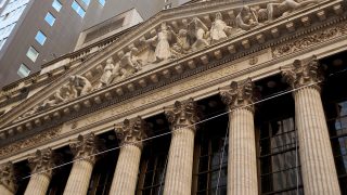 The New York Stock Exchange's Broad Street facade in New York.