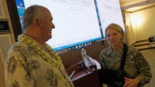 PACAF hosts former UH football Coach June Jones during conference 170426-F-QA288-003