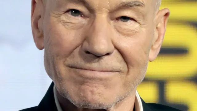 Patrick Stewart speaking at the 2019 San Diego Comic-Con International in San Diego, California.