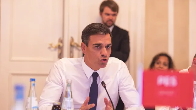 Pedro Sánchez at the PES preparatory meeting ahead of the Salzburg informal EU council