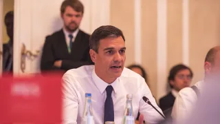 Pedro Sánchez at the PES preparatory meeting ahead of the Salzburg informal EU council