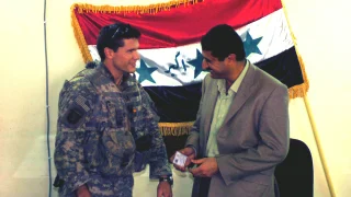 Pete Hegseth meeting with the mayor of Samarra, Iraq, Manmood Kalaf Ahmed, in 2005.