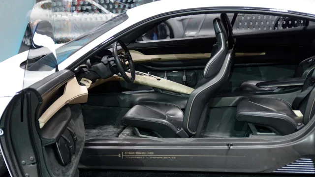 The Porsche Mission E concept car at the IAA 2015 in Frankfurt.