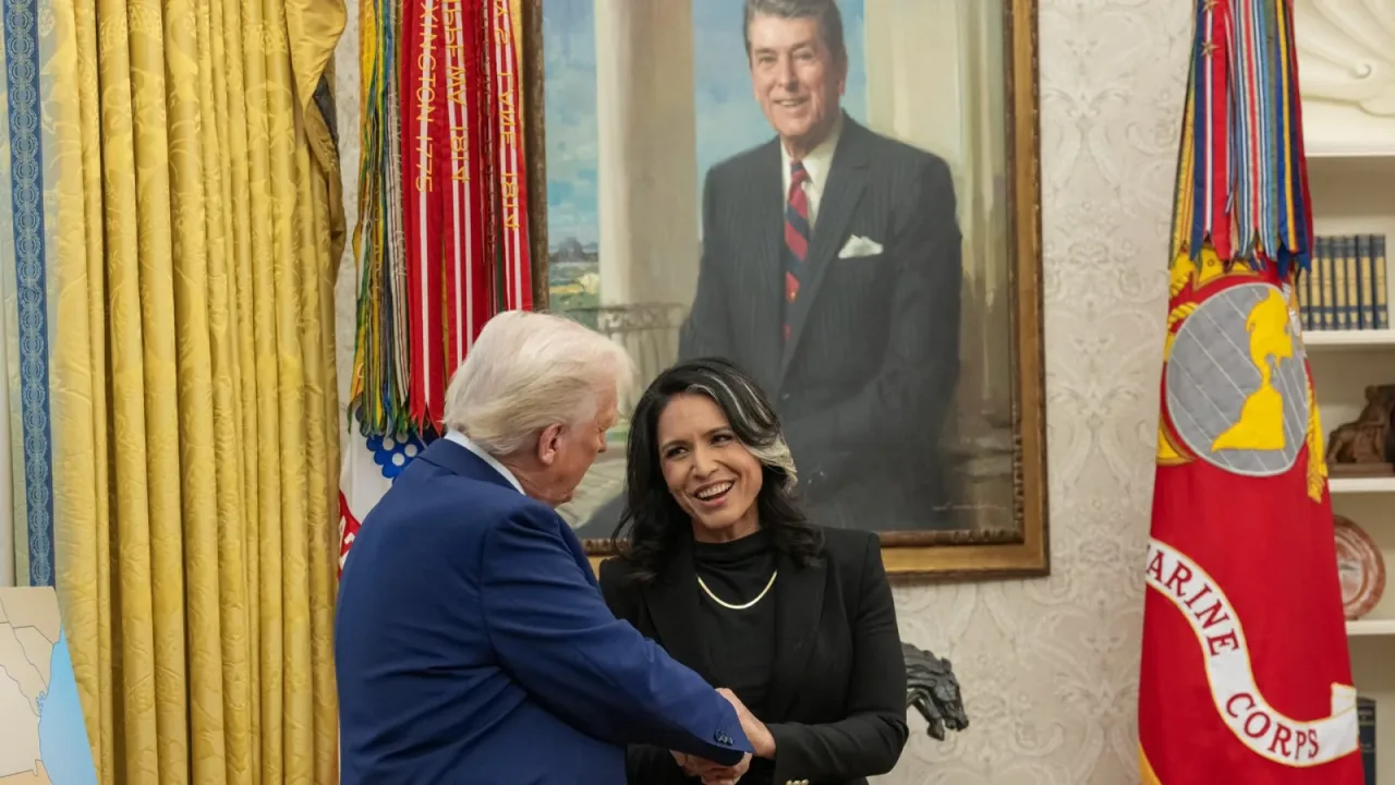 President Donald Trump with Director Tulsi Gabbard in the Oval Office, February 2025