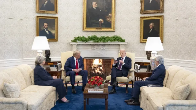 President Joe Biden meets with President-elect Donald Trump, Wednesday, November 13, 2024, in the Oval Office.