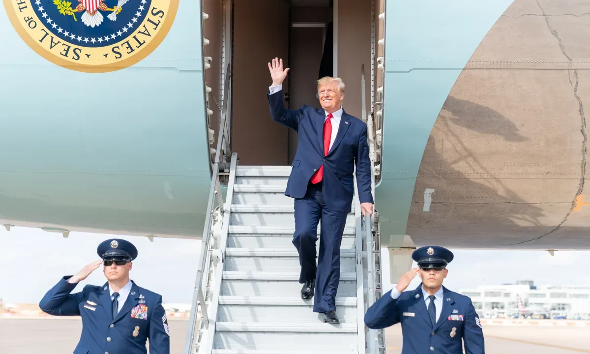 President Donald J. Trump disembarks Air Force One at Austin-Bergstrom International Airport in Austin, Texas Wednesday, Nov.