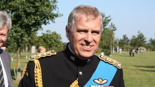 Andrew Mountbatten-Windsor, then Prince Andrew, at the National Memorial Arboretum in Alrewas, England, in September 2011
