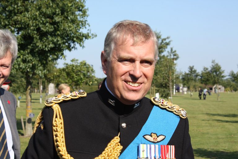 Andrew Mountbatten-Windsor, then Prince Andrew, at the National Memorial Arboretum in Alrewas, England, in September 2011