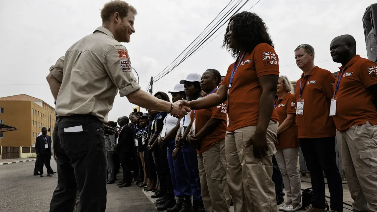 Prince Harry, Duke of Sussex, meets the UK Aid funded MAG deminers