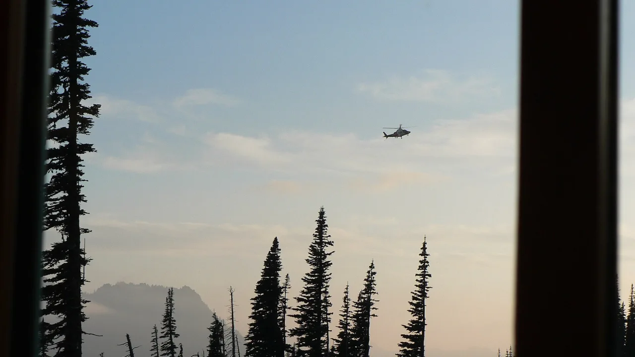Ranger Ops Coast Guard helicopter involved in a rescue. Keywords: park operations