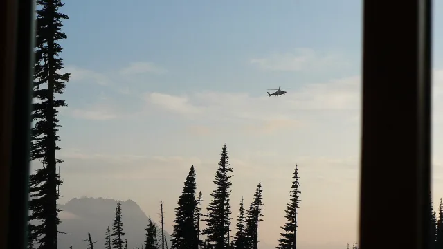 Ranger Ops Coast Guard helicopter involved in a rescue. Keywords: park operations