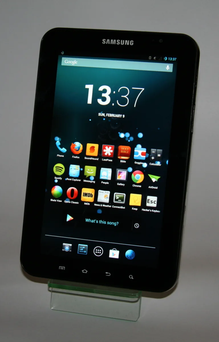 A Samsung Galaxy Tab 7.0. Shown with CyanogenMod custom ROM.