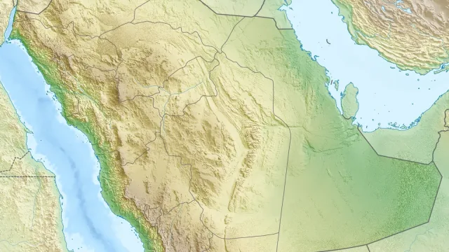 Physical location map of Saudi Arabia