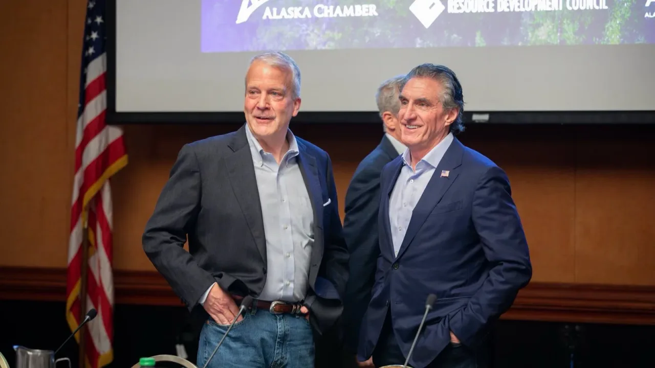 Secretary of the Interior Doug Burgum with U.S. Senator Dan Sullivan in Anchorage, Alaska, 2025