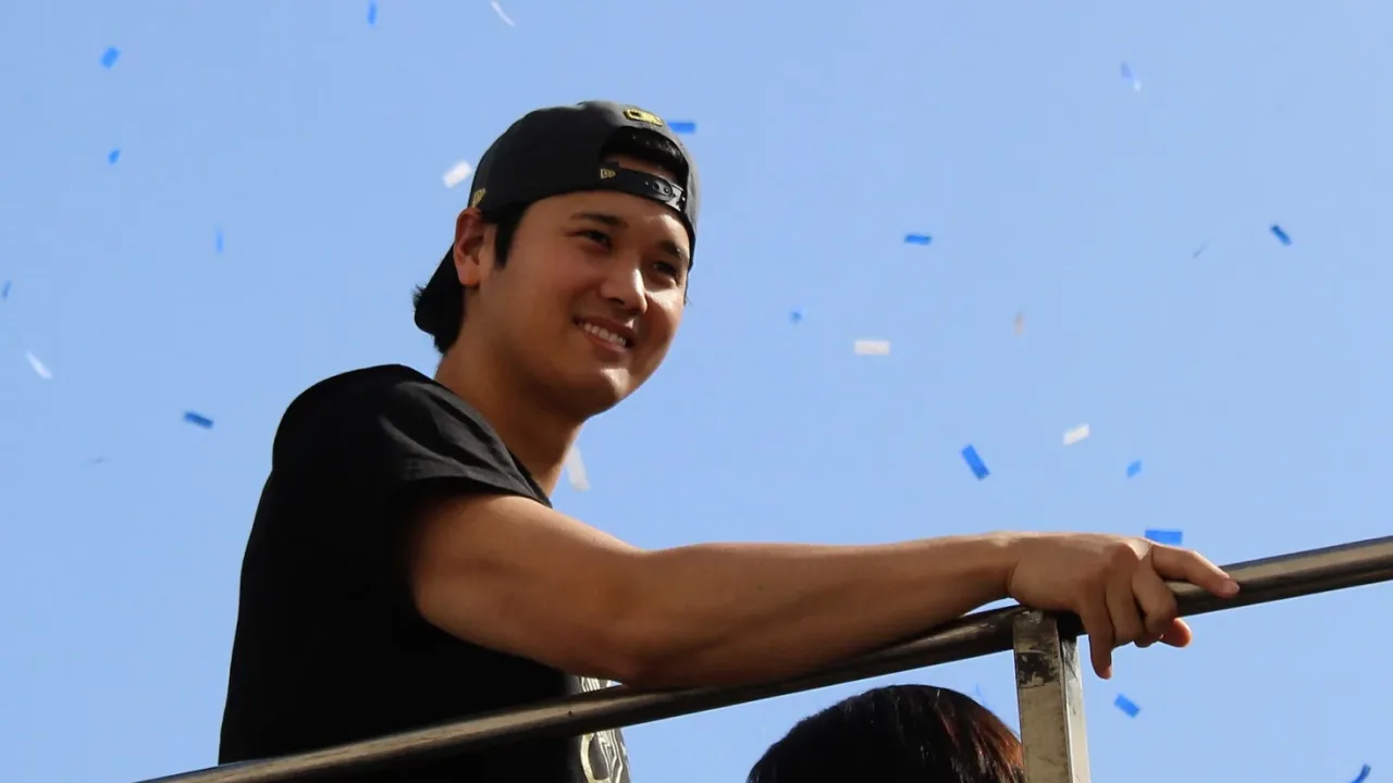 Shohei Ohtani at the Los Angeles Dodgers parade, 2025