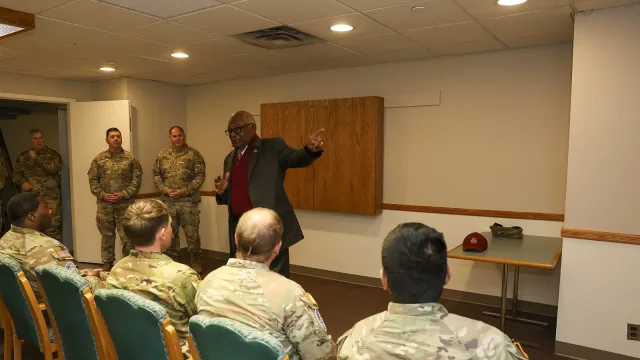 South Carolina Congressman Jim Clyburn speaks to South Carolina National Guardsmen Supporting the 60th Presidential Inaugura…