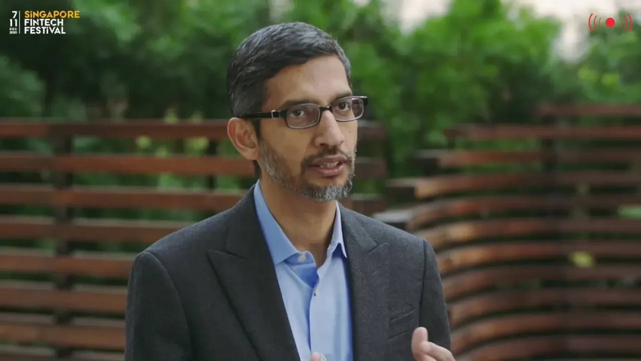 Sundar Pichai, CEO, Google and Alphabet is delivering a speech virtually at Singapore FinTech Festival on December 7, 2020.
