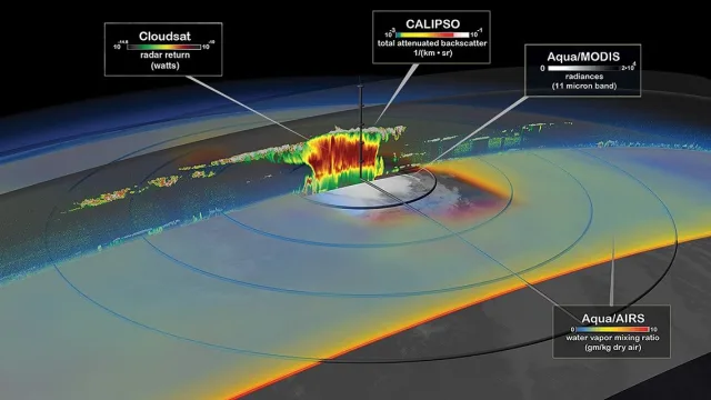 Tropical Storm Debby by the Aqua, CloudSat, and CALIPSO satellites