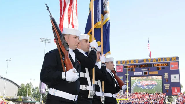 US Navy 100918-N-8119A-042 USS Nebraska color guard at college football game