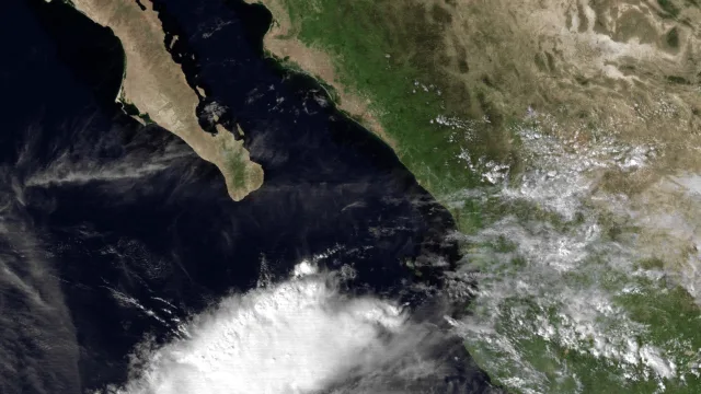 Hurricane Vance near peak intensity off southwestern Mexico on October 25, 1990.