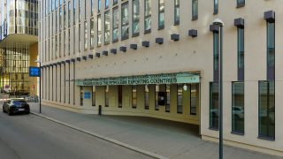 The entrance to OPEC headquarters in Vienna.